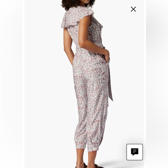 Joie Blue Floral Print Nell Silk Blend Ruffle Jumpsuit | Size 4 - Picture 2 of 11